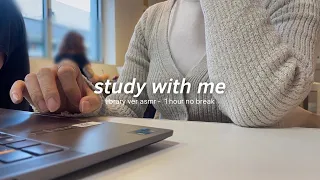 (60 minutes no break) STUDY WITH ME library asmr, no music, real time + countdown 一緒に勉強