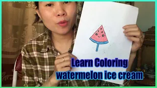 Practice coloring pictures - Watermelon ice cream