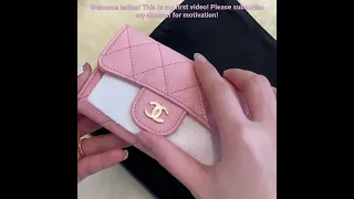 Chanel unboxing 22C pink card holder!