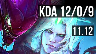 KHA'ZIX vs VIEGO (JUNGLE) | 12/0/9, 2.7M mastery, 1600+ games, Legendary | KR Grandmaster | v11.12