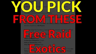 ALL Free Raid Exotics REVEALED Guaranteed From Pantheon - You Get To Pick Wisely