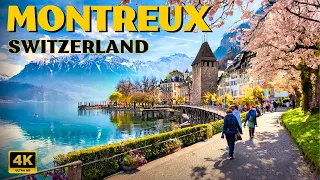 Spring in Montreux, Switzerland 🇨🇭Walking Tour 4K