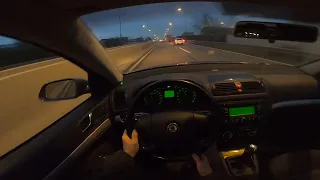 Škoda Octavia 1.6 Petrol LPG POV Onboard Night Drive on Highway