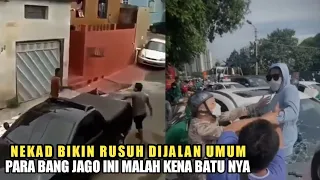 Aksi Sok Jago Di Jalan Raya,,Malah Berakhir Kena Batu Nya