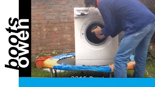 Behind the bricks: washing machine on a trampoline