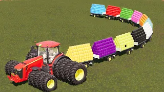 LAND OF MINI! ULTRA SMALL HAY BALING w/ BIG JOHN DEERE TRACTORS! COLORFUL TRANSPORT! |FS19