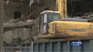 Building demolition underway