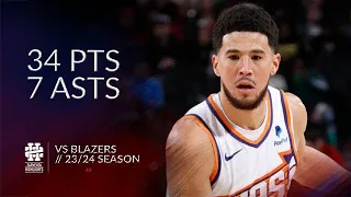 Devin Booker 34 pts 7 asts vs Blazers 23/24 season