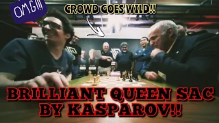 CROWD GOES WILD WHEN GARRY KASPAROV BRILLIANTLY SACS HIS QUEEN AGAINST FABI