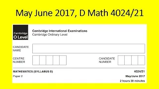 May June 2017, D Math 4024 21, Solution by Ferhan Mazher