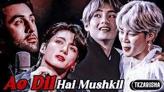 Ae dil hai mushkil 💔🥺| use🎧" Taekook Hindi Fmv ft. Jimin | 3k subscribers special.💜 #taekookhindifmv