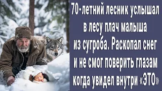 70-летний егерь в лесу услышал плач малыша из сугроба. Раскопал и не смог поверить своим глазам...