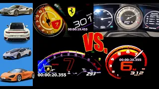 3 Drag Race Ferrari F8  720 HP vs Huracan STO 640 HP vs 911 Turbo S 650 HP vs McLaren 720S 720 HP