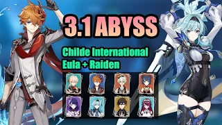 Childe International & Eula + Raiden | 3.1 Spiral Abyss Floor 12 Showcase | Genshin Impact