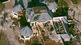 Aerial View of damage caused by Hurricane Ian on Sanibel and Captiva islands