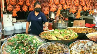 Popular Cambodian Street Food - Delicious Whole Duck, Chicken Vegetables Soup, Grilled Duck, Chicken