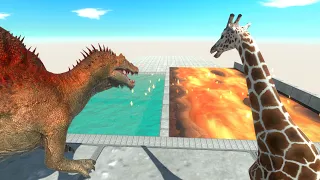 Animals VS Dinosaurs in Lava and Water Challenge - Animal Revolt Battle Simulator