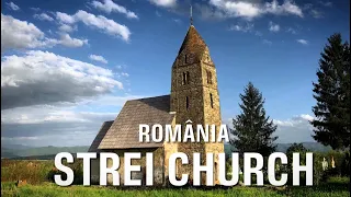 The Beautiful Romanesque Church in the Village of Strei, Transylvania. 2021 Romania (4K)