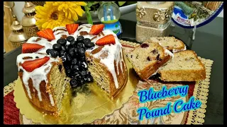 Blueberry pound cake | fresh blueberry pound cake by JV wows!