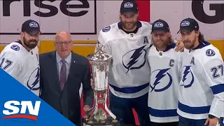 The Tampa Bay Lightning win the Prince of Wales Trophy for the 2019-20 season