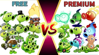 Pvz 2 Discovery - All Peashooters FREE Vs PREMIUM - Which Team Plant Will Win ? - Plant Vs Plant