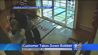 Caught On Video: Customer Takes Down Bank Robber