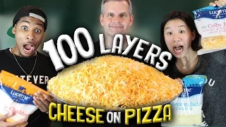 100 LAYERS CHALLENGE CHEESE ON A PIZZA!!!