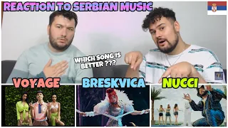 Reaction to Serbian Music: BRESKVICA - SREĆAN PUT vs. Nucci - BeBo 2 vs. VOYAGE - KARTEL