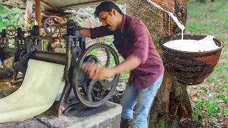 How They Process Fresh Rubber Latex With Primitive Machine
