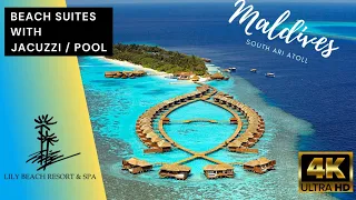 Lily Beach Resort MALDIVES 🌴 | Beach Suite with BIG JACUZZI 4K Room TOUR Vlog | All Inclusive