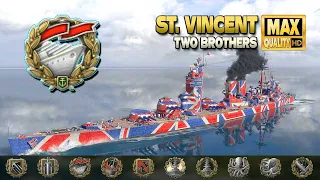 Battleship St. Vincent: Last hope on map "Two Brothers" - World of Warships