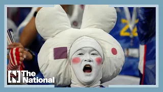 Japan fans celebrate after stunning win over Spain