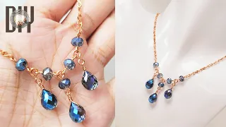 Wire jewelry making tutorials for beginners | crystal rain Necklace | Bead Jewelry 986