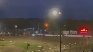 Hard Crash of the Night! Wingless Sprint clis another cars tire and rolls violently and gets hit.