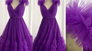how to make a Ball gown cutting and stitching / meesho by purple net febric make a beautiful gown