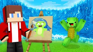 JJ Use DRAWING MOD to GET TSUNAMI for Mikey PRANK - Maizen Parody Video in Minecraft