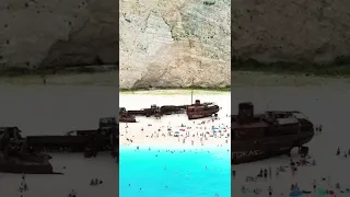 Drone footage over the famous Navagio Shipwreck in Zakynthos, Greece.