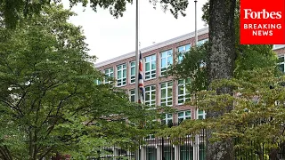 Flag At British Embassy In Washington DC Lowered To Half Mast In Honor Of Queen Elizabeth II