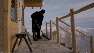 OFF GRID SAUNA - Alaskan Log Cabin (Log Handrails) Part 3