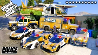 GTA 5 - Stealing GOLDEN POLICE Supercars with Franklin! (Real Life Cars #179)