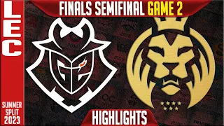 G2 vs MAD Highlights Game 2 | LEC Summer 2023 Finals Semifinals | G2 Esports vs MAD Lions G2