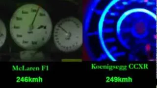 100-300kmh mclaren f1 vs koenigsegg ccxr acceleration comparison