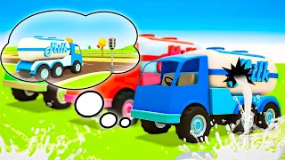 NEW EPISODE! The milk truck is broken. Monster truck for children. Helper cars cartoons for kids.