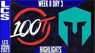 100 vs IMT Highlights | LCS Spring 2023 W8D3 | 100 Thieves vs Immortals