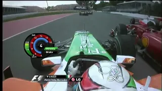 Vitantonio Liuzzi onboard start and contacts with Felipe Massa Canadian GP 2010