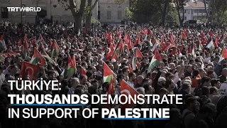 Thousands demonstrate in Istanbul, Türkiye to show support for Palestine after Friday prayers