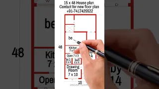 15 x 48 house plan | 2BHK Set | ghar ka naksha | #shorts #shortsvideo #housedesign #home