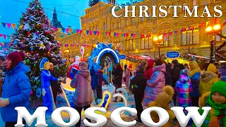 🇷🇺 Orthodox Christmas is around the corner - Red Square, Christmas Market December 2022 Walking tour