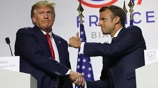 President Trump and French President Macron deliver remarks at the G7