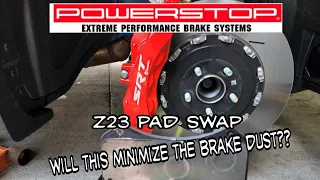 Powerstop Z23 brake pad swap on a 22 widebody 392 with 6 piston brembos